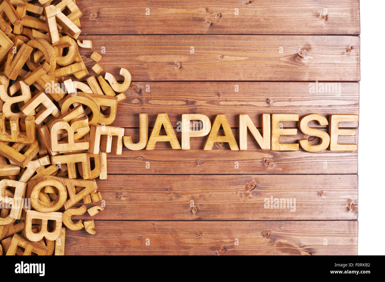 Mot de japonais lettres en bois Banque D'Images
