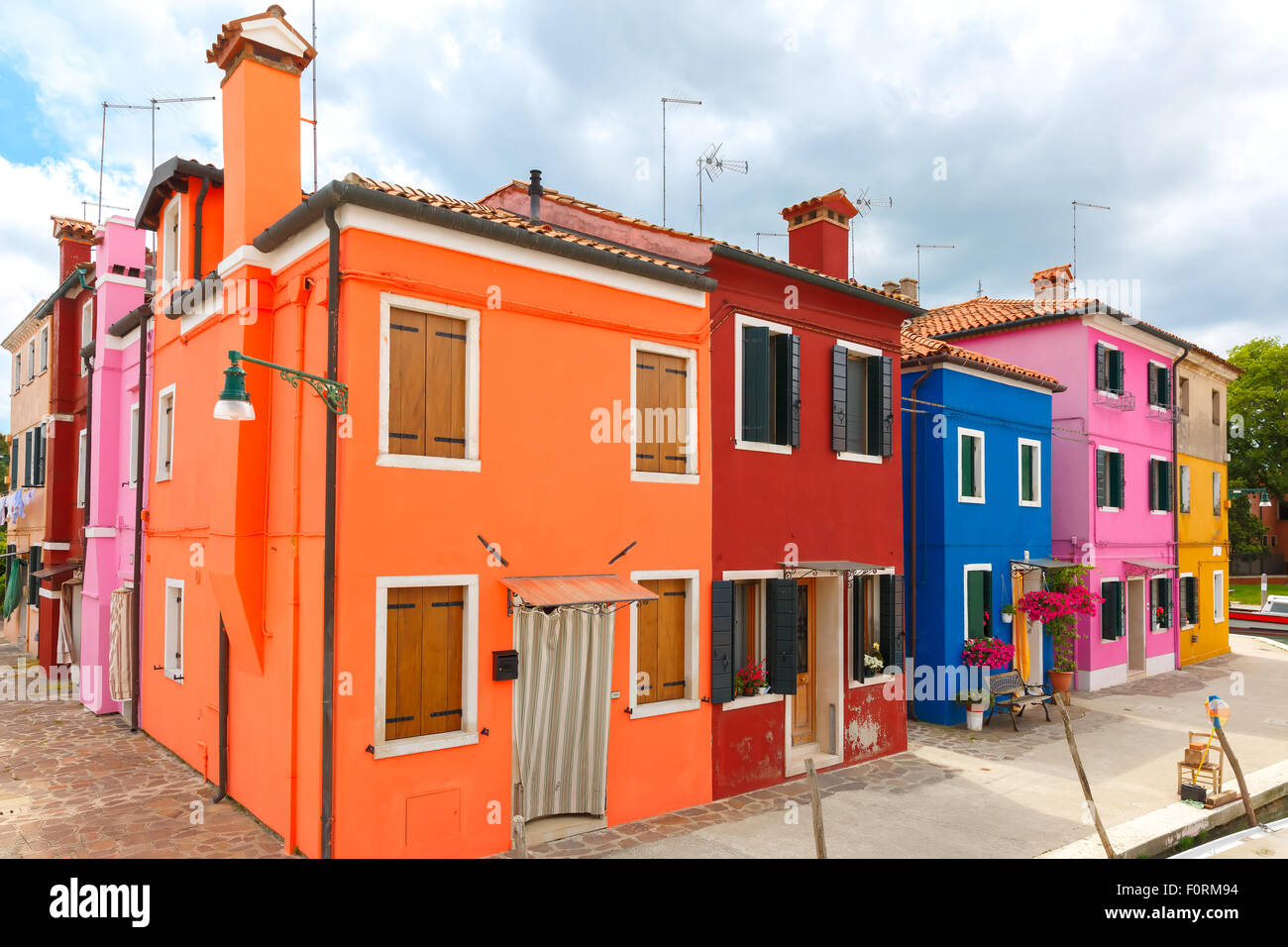 Maisons colorées sur la Burano, Venise, Italie Banque D'Images
