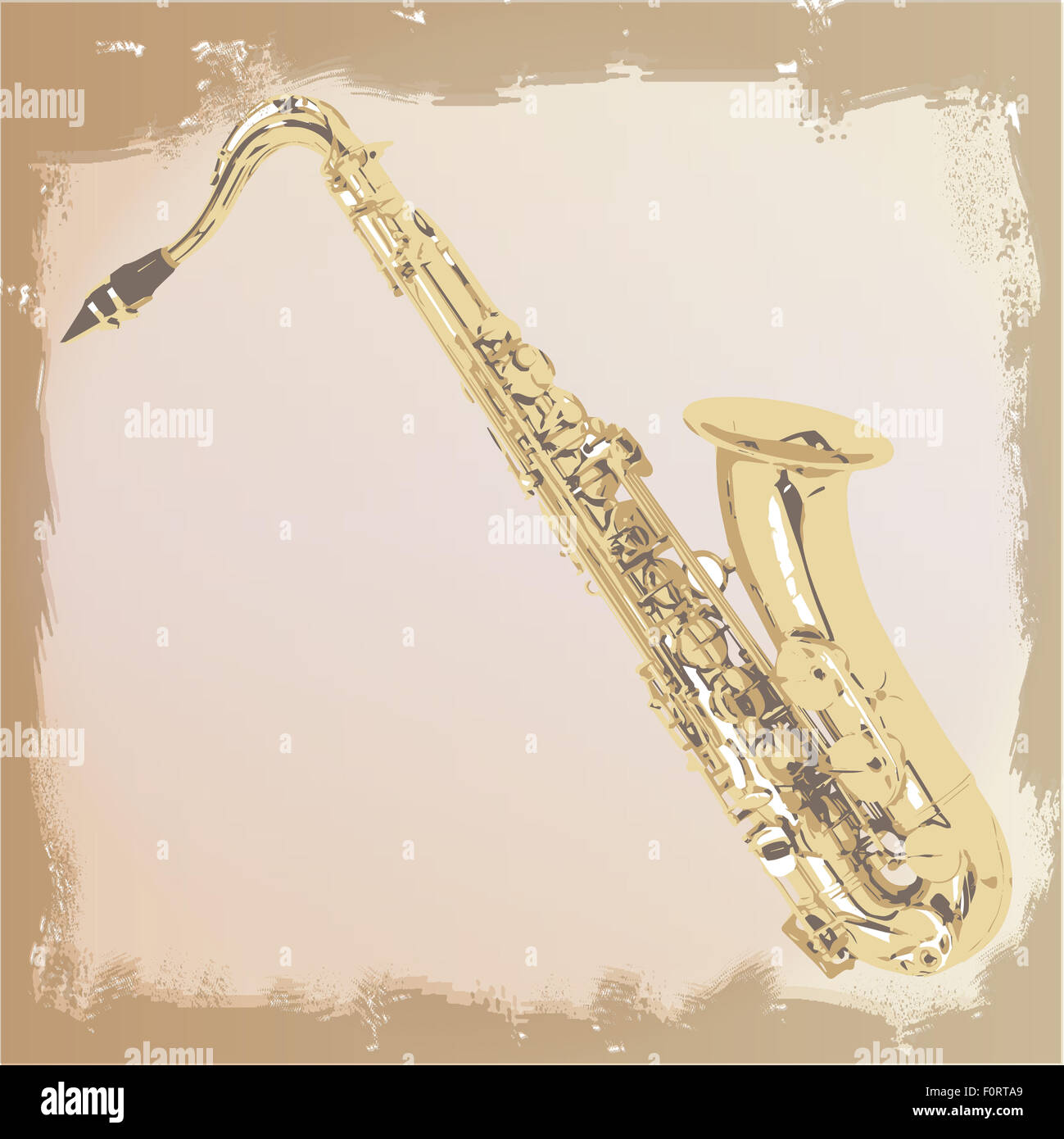 Un fond grunge style saxophone avec zones décolorées et déchiqueté Banque D'Images