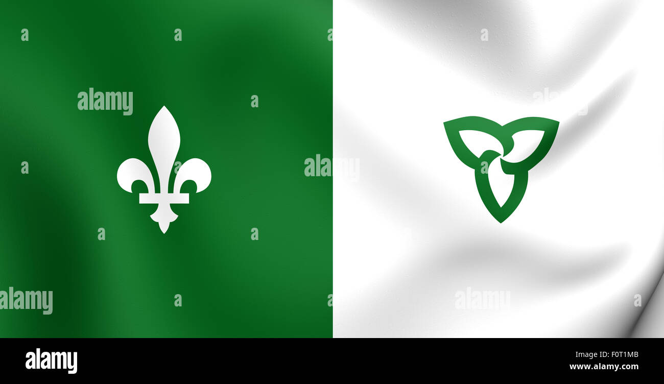 3D franco-ontarien Drapeau. L'Ontario, Canada. Close Up. Banque D'Images