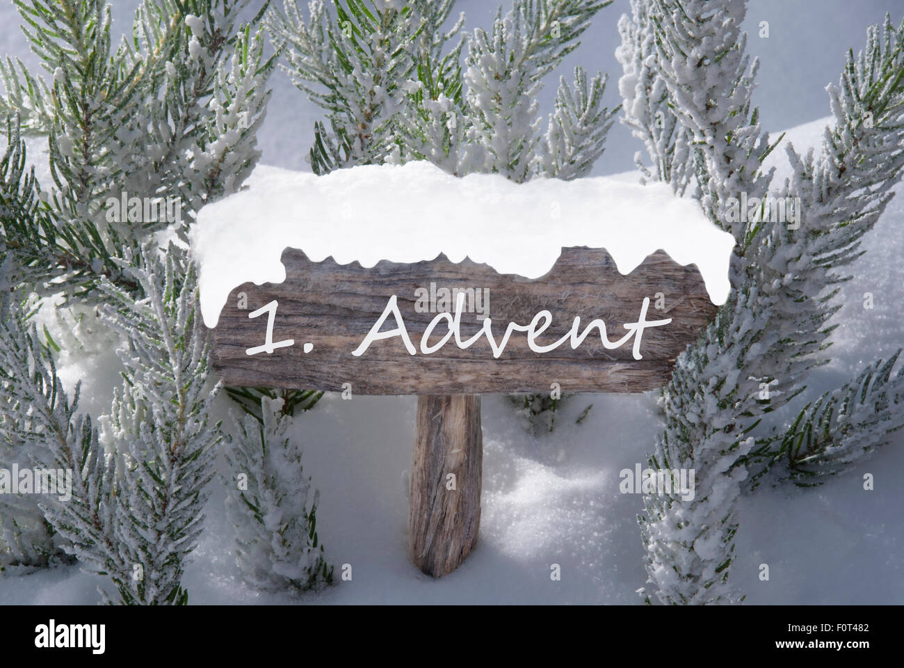 Signer la neige sapin de l'Avent 1 Direction générale de l'époque de Noël signifie Banque D'Images