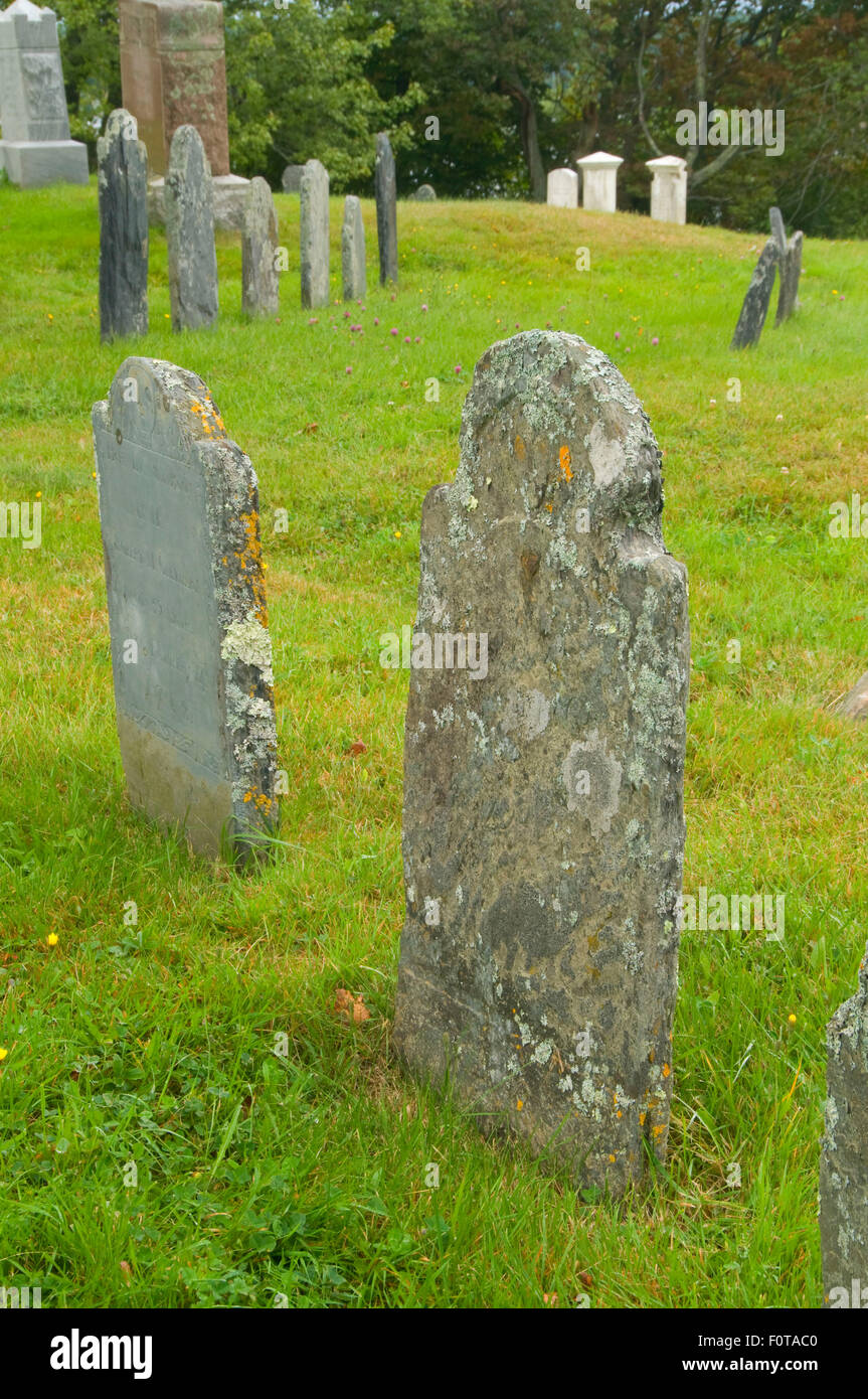 Cimetière des pionniers, site historique d'État colonial Pemaquid, Maine Banque D'Images