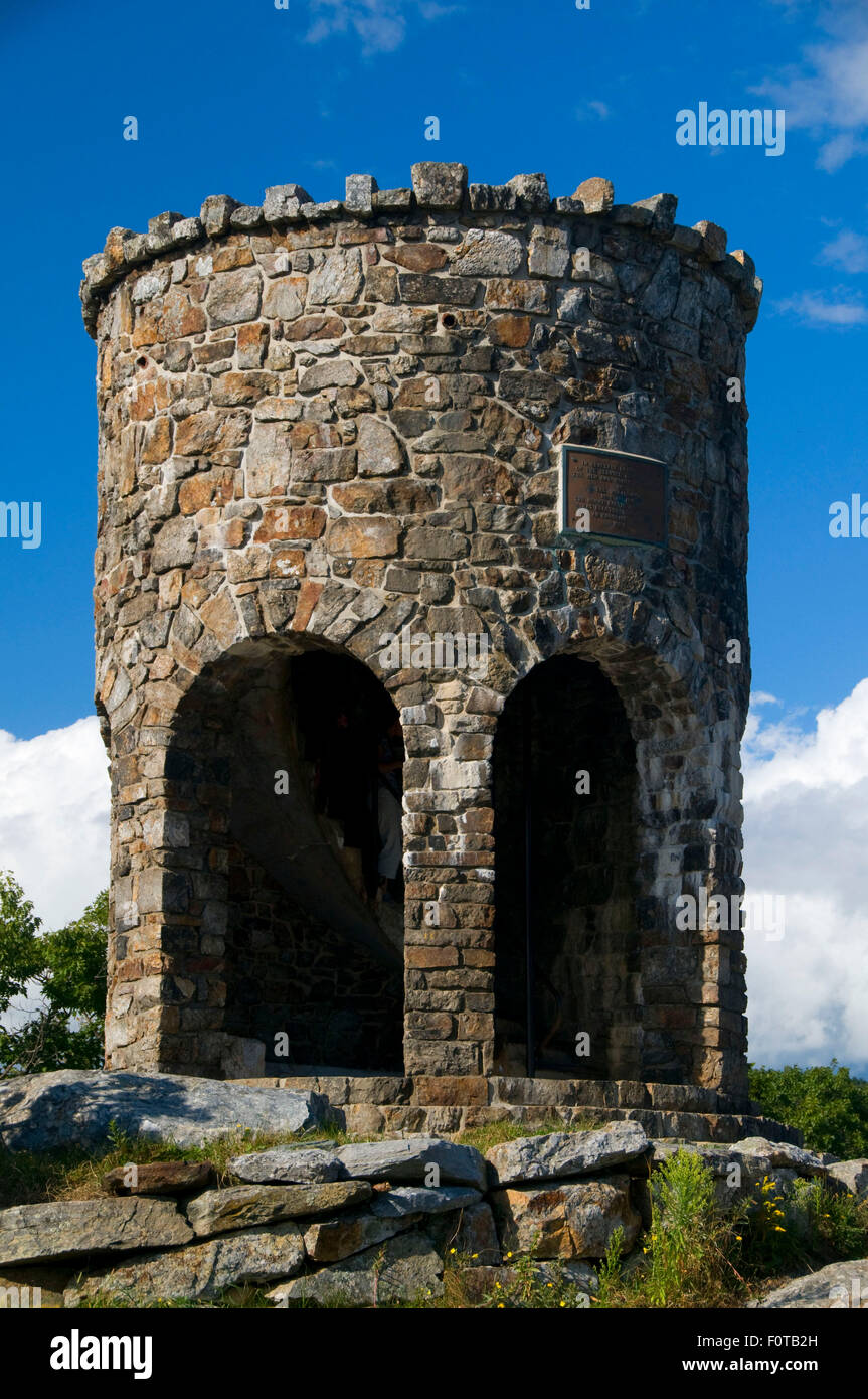 Mt Battie tour en pierre, Camden Hills State Park, Maine Banque D'Images