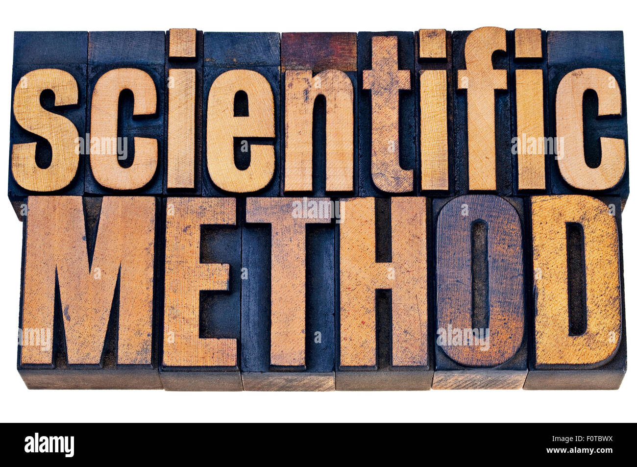 Méthode scientifique - science research concept - mot isolé en résumé grunge typo bois type pâtés Banque D'Images