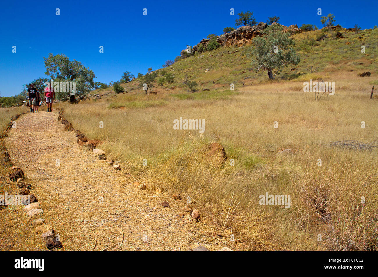Piste de marche au site Riversleigh Fossil Mammal Banque D'Images