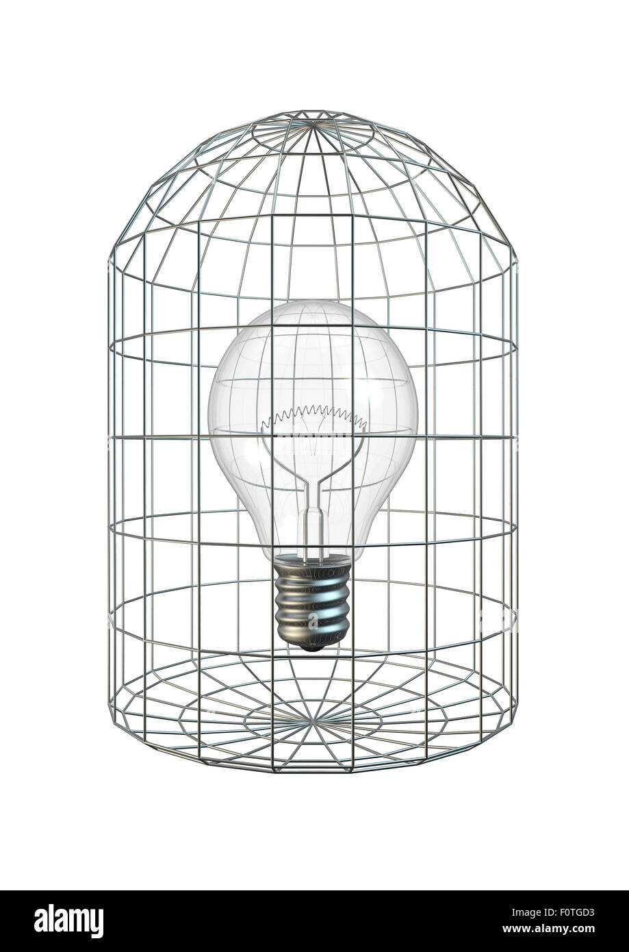 L'ampoule en cage, 3D render of Light bulb in cage Banque D'Images