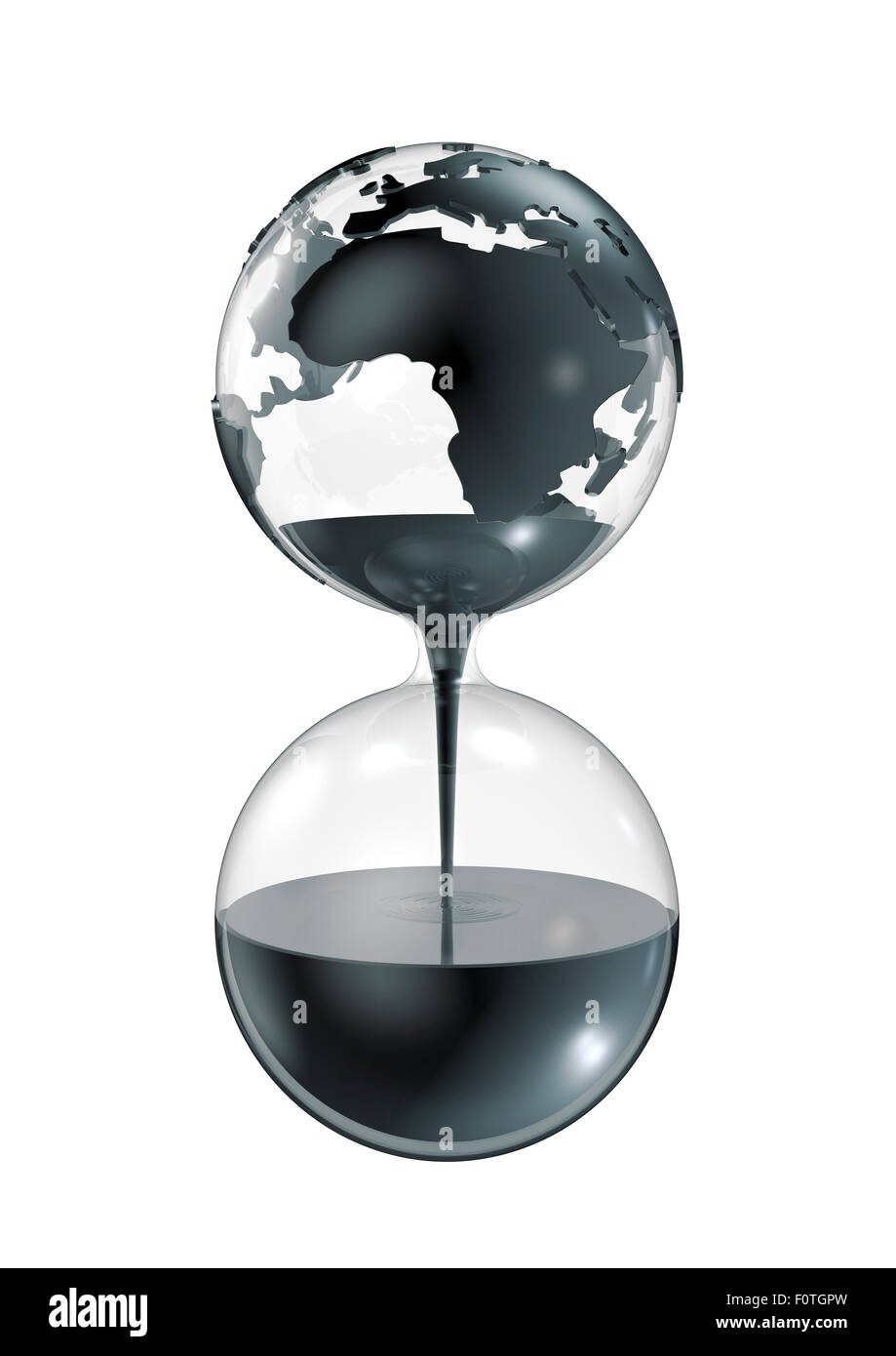 Hourglass, huile 3D render of limited concept de réserves pétrolières Banque D'Images