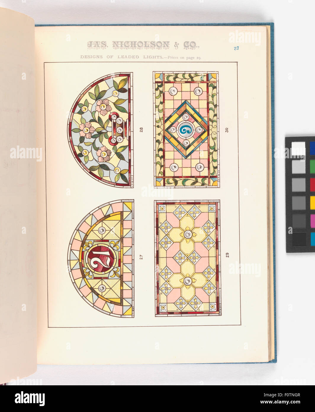 À partir de la page 'Catalogue de matériaux pour vitrages et peinture maison' Banque D'Images