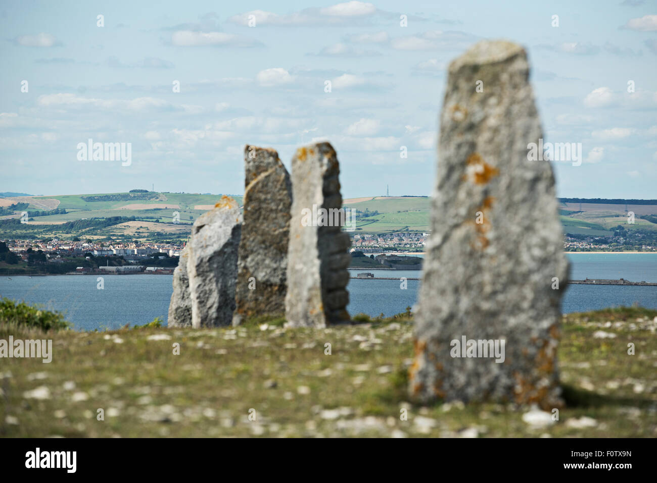 Menhirs sur l'île de Portland, Dorset Banque D'Images