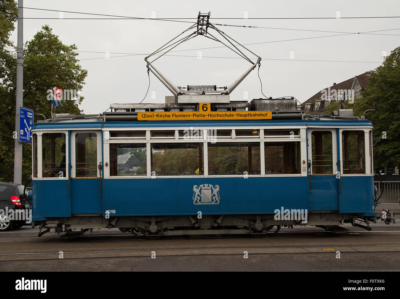 Vieux tram de Zurich en Suisse Banque D'Images