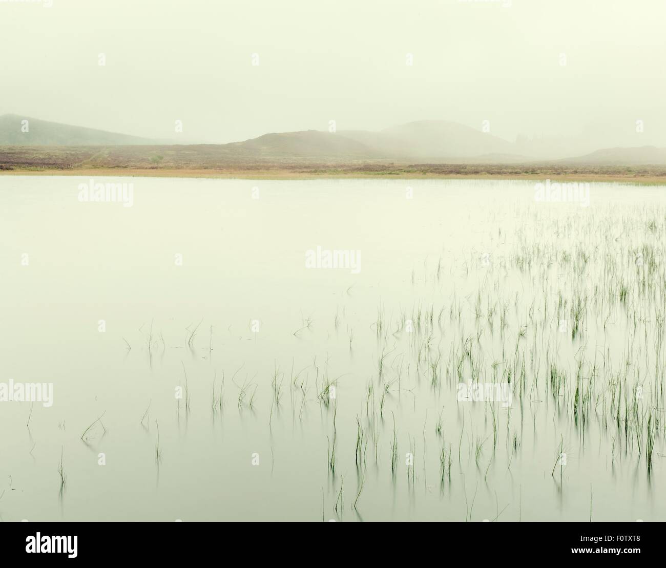 Misty vue sur le Loch Ness et les montagnes lointaines, Ecosse, Royaume-Uni Banque D'Images