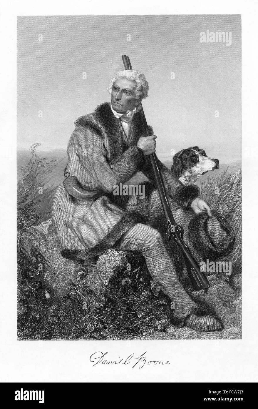 Gravure de Daniel Boone Banque D'Images