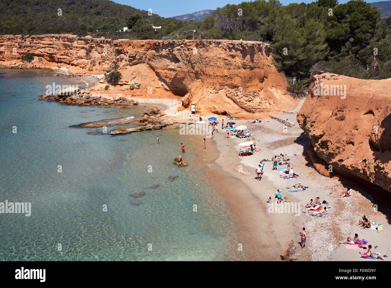 Sa Caleta Beach Ibiza, Espagne Banque D'Images