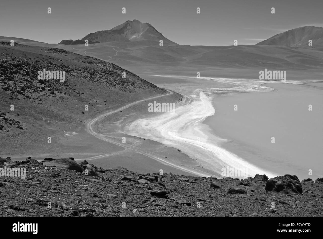 Paysage volcanique et désert en haute altitude dans l'Altiplano bolivien Banque D'Images