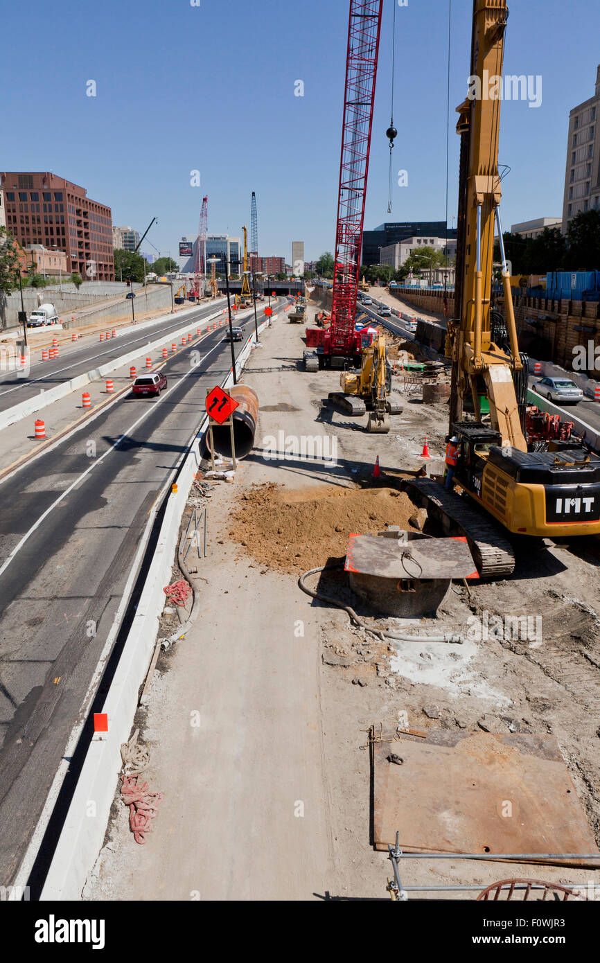 La construction routière - USA Banque D'Images