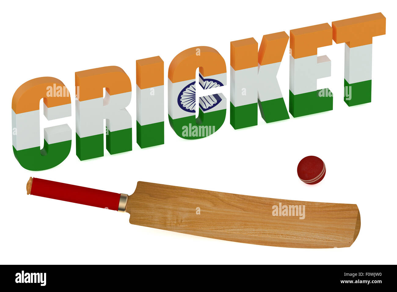 Concept de Cricket indien isolé sur fond blanc Banque D'Images