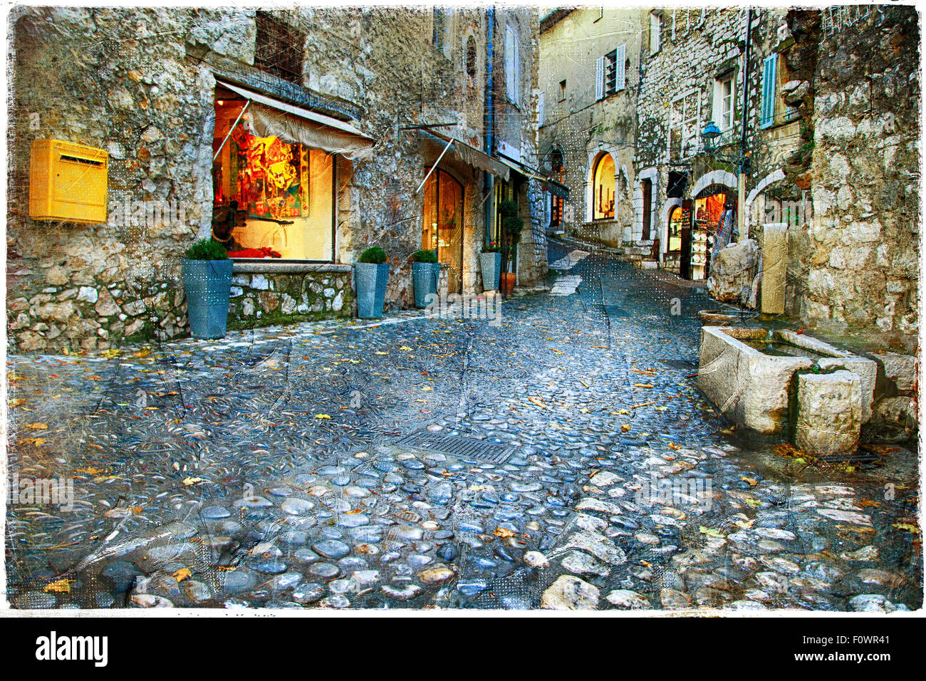 Les rues charmantes de village médiéval de France - St Paul de Vence Banque D'Images