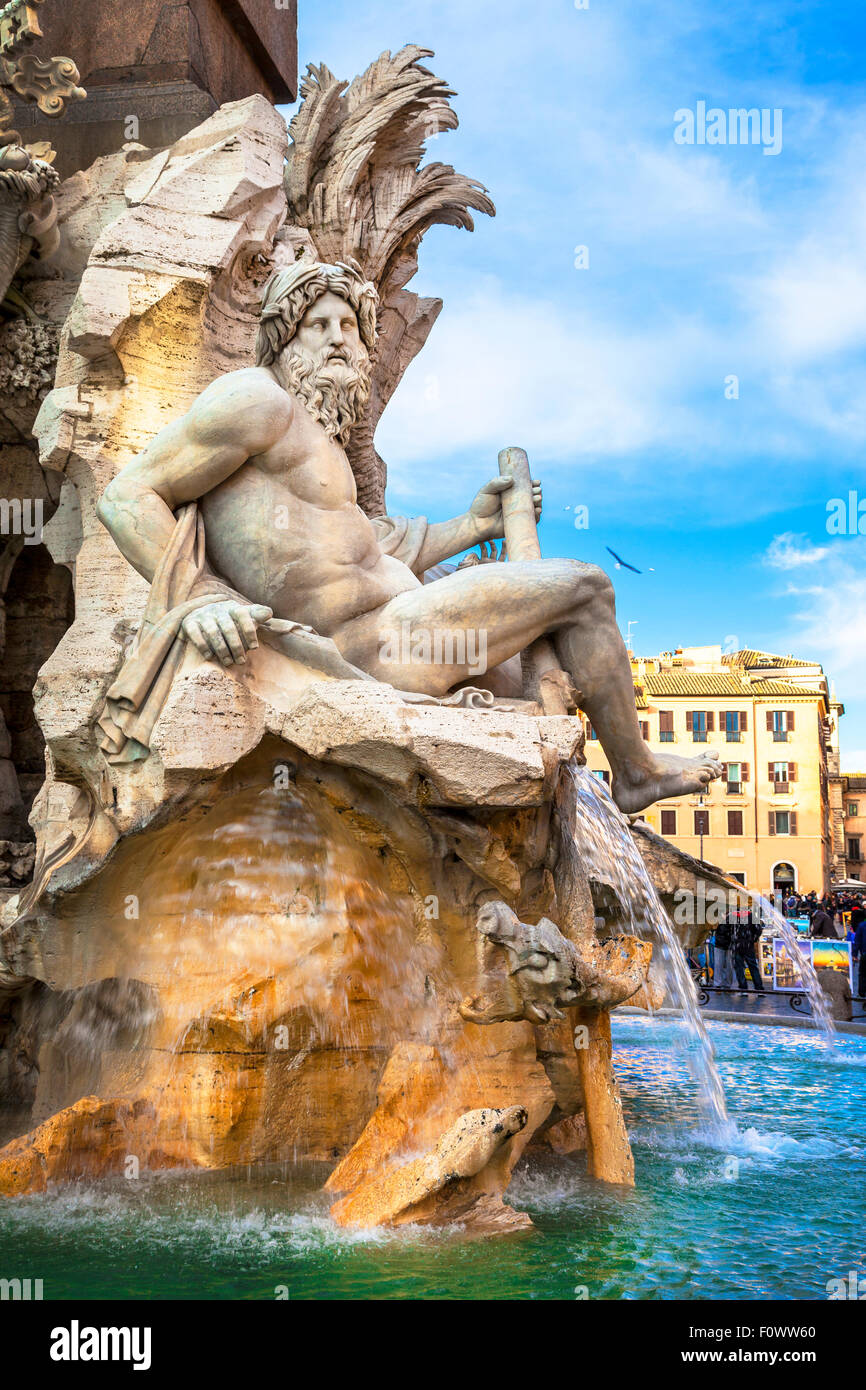 Fontaine étonnante dans la piazza Navona, Rome Banque D'Images