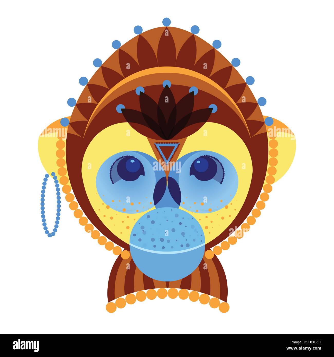 Tête de singe, stylisation géométrique décoratif Illustration de Vecteur