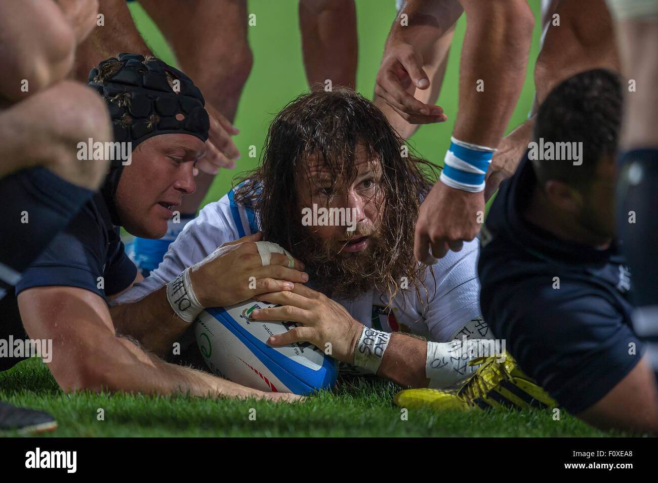 Turin, Italie. Août 22, 2015. Réchauffer la Coupe du Monde de Rugby Match Italie contre l'Ecosse au Stade Olympique, Turin, Italie, le 22 août 2015 Credit : Luciano Movio/Alamy Live News Banque D'Images