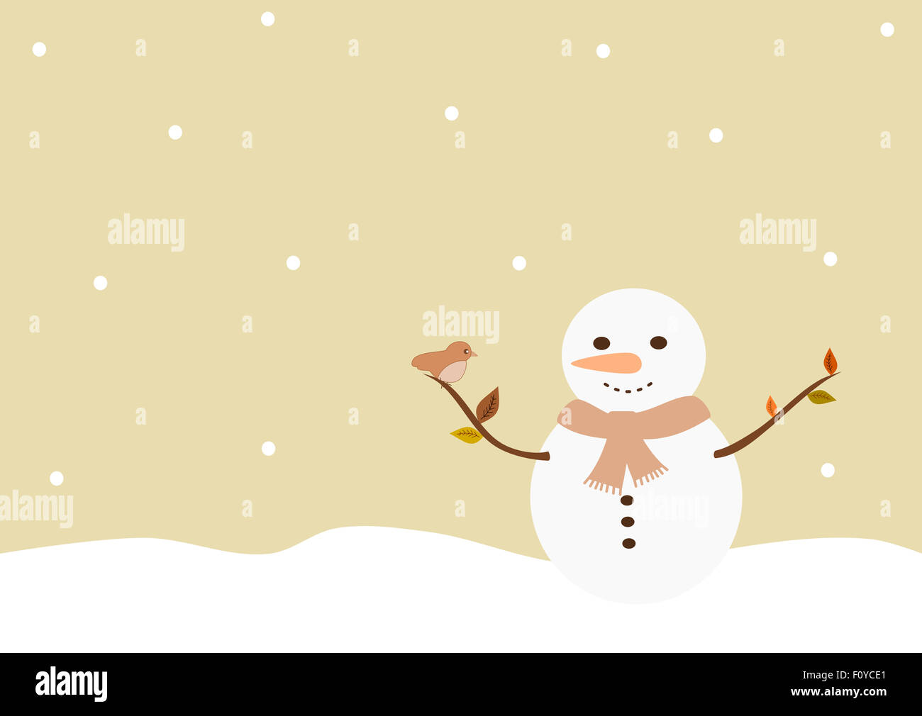 Le SNOWMAN retro vintage background illustration cartoon pour les vacances Banque D'Images