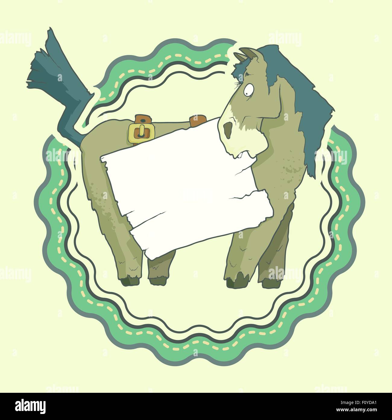 Cheval Label Label de caractère dessiné à la main avec du cheval poster isolé sur ...