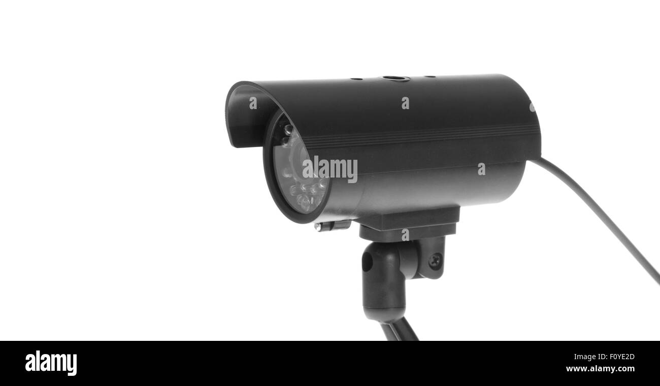 Caméra de surveillance secrète. Isolé sur fond blanc. Banque D'Images