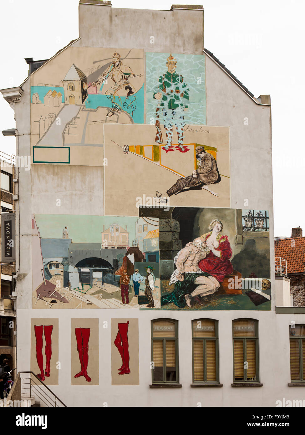 Peintures murales extérieures historique, Gand, Belgique Banque D'Images