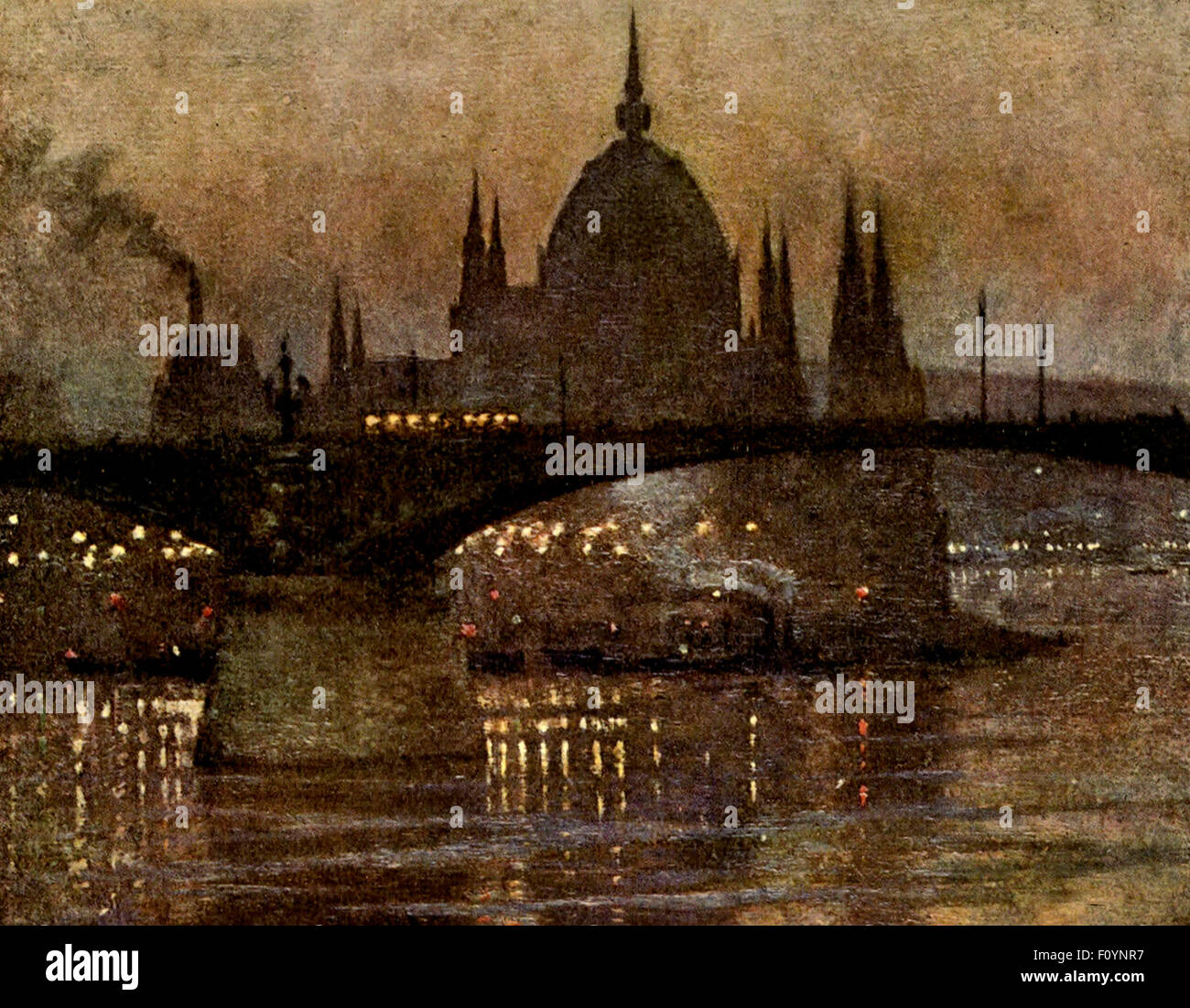Les chambres du Parlement et le pont Margit, Budapest, Autriche-Hongrie, vers 1910 Banque D'Images