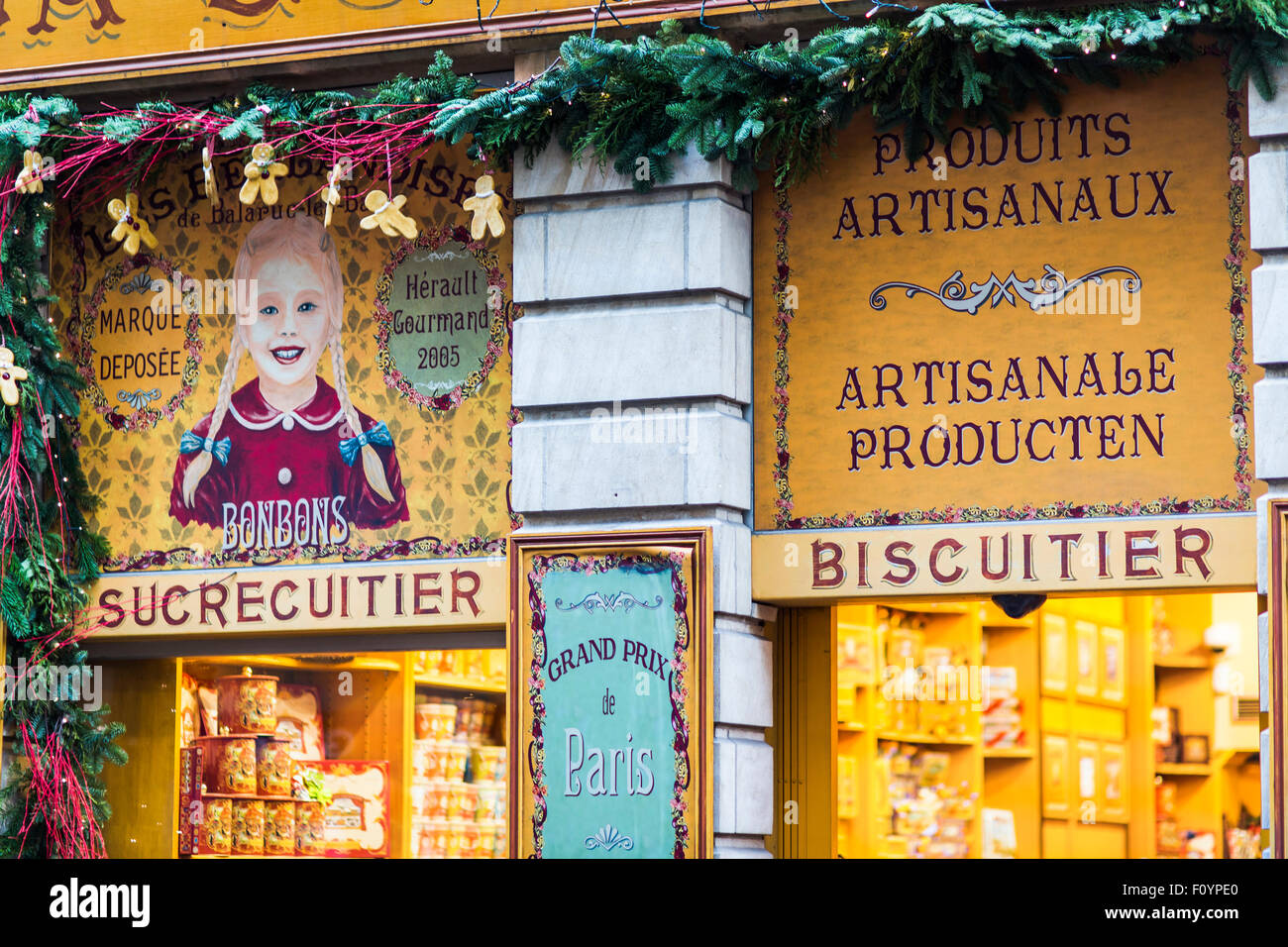 Biscuit chocolat et boutique, Bruxelles, Belgique Banque D'Images