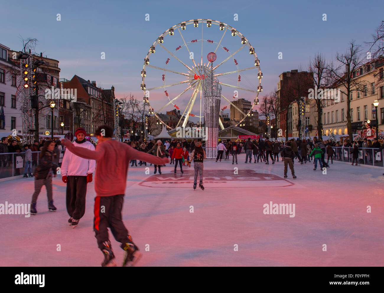 Patinoire, hiver, Noël, Bruxelles, Belgique Banque D'Images