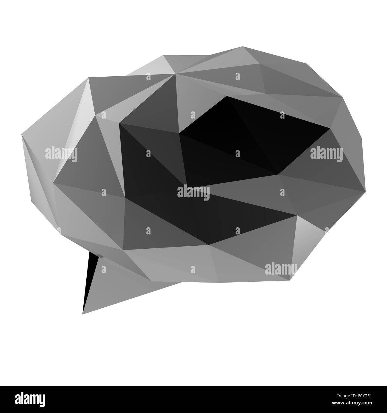 Low poly bulle géométrique sur fond blanc Banque D'Images