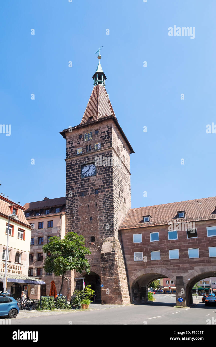 Laufer Schlagturm tower, centre historique de Sebald, Nuremberg, Middle Franconia, Franconia, Bavaria, Germany Banque D'Images