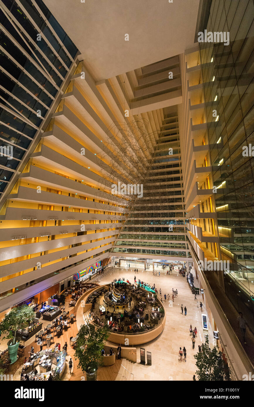 Intérieur de l'hôtel Marina Bay Sands, Singapour Banque D'Images