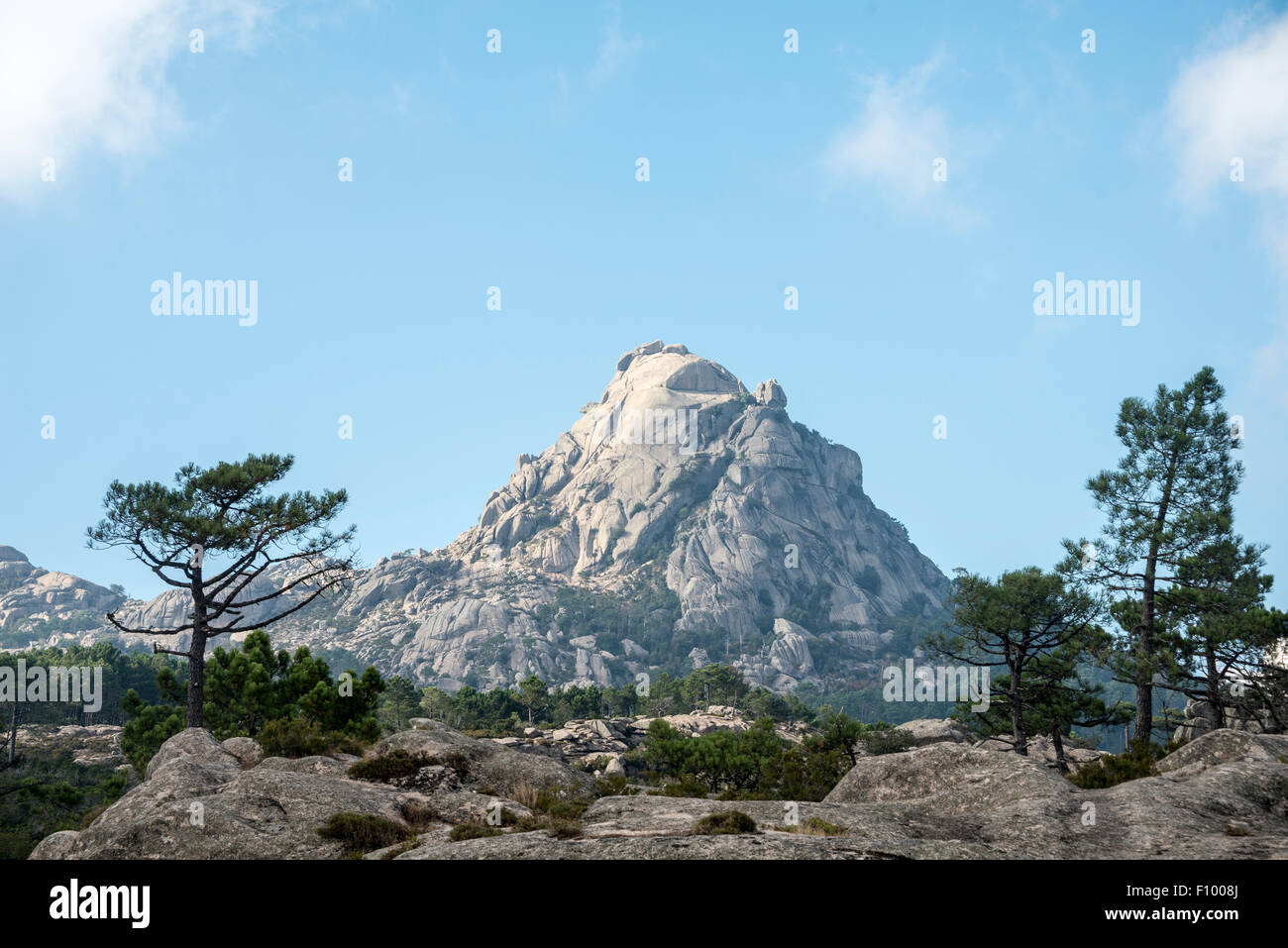 Paysage de montagne avec Punta di u Diamante, Ospedale, Alta Rocca, Corse, France Banque D'Images