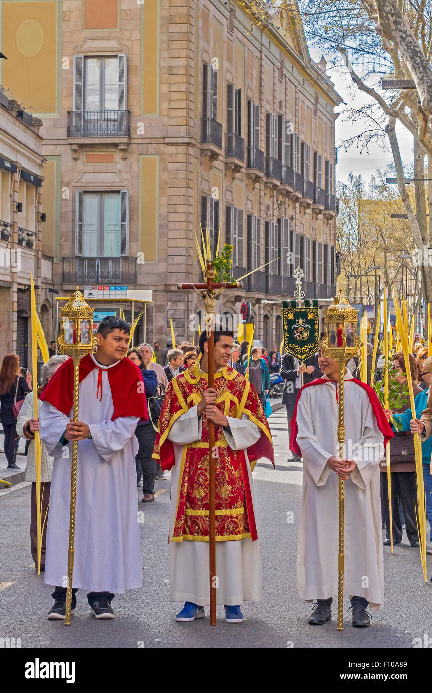 Procession des Rameaux Barcelone Espagne Banque D'Images