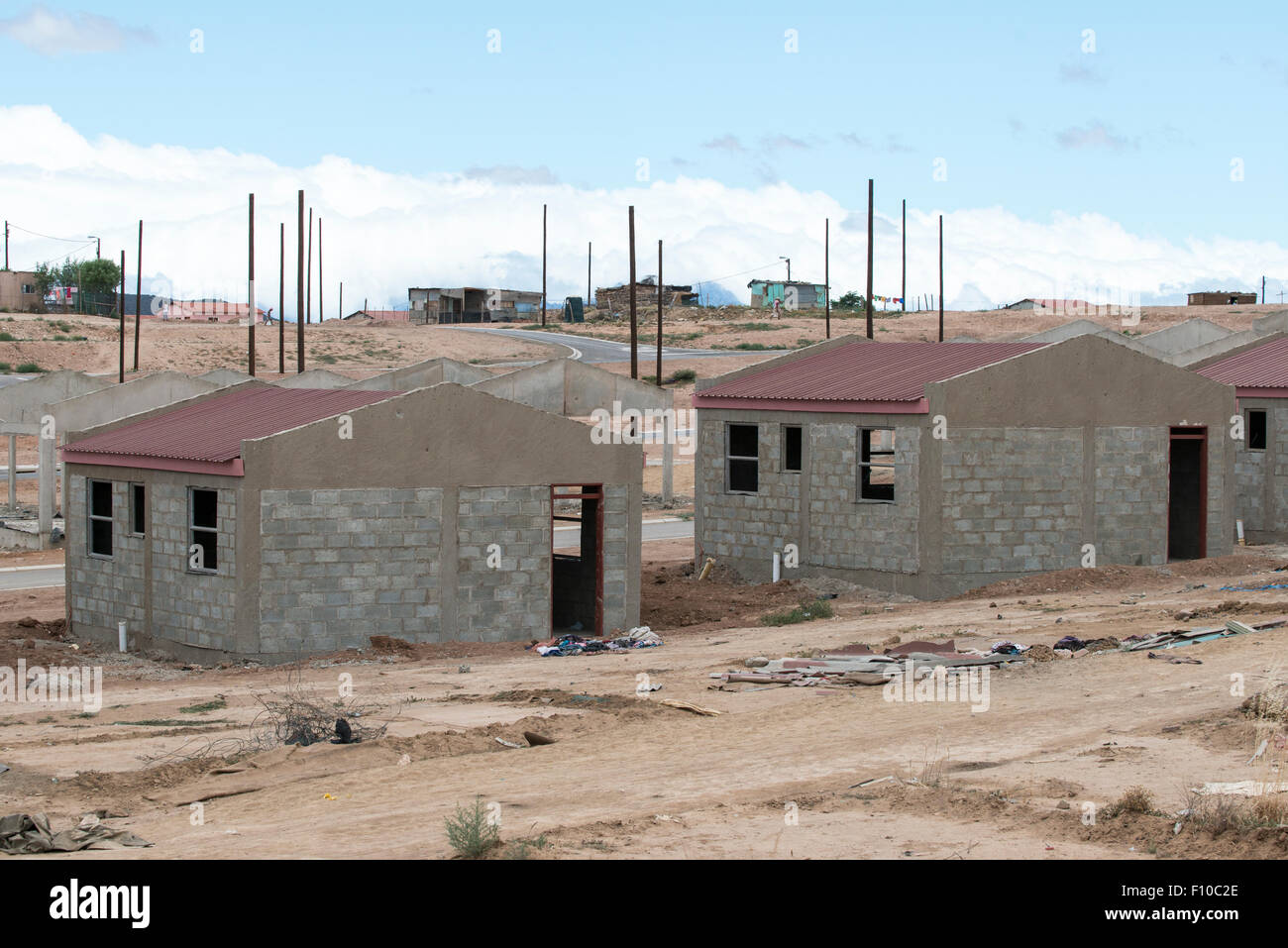 Gouvernement a appuyé la construction de maisons dans un township, Oudtshorn, Western Cape, Afrique du Sud Banque D'Images