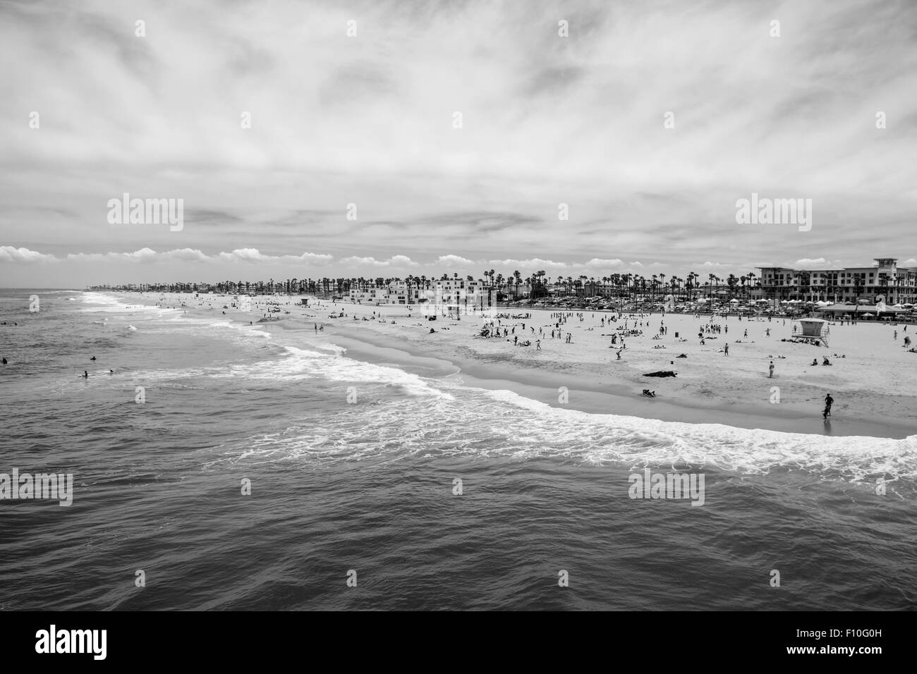 Les amateurs de plage d'été à Huntington Beach en Californie. Banque D'Images