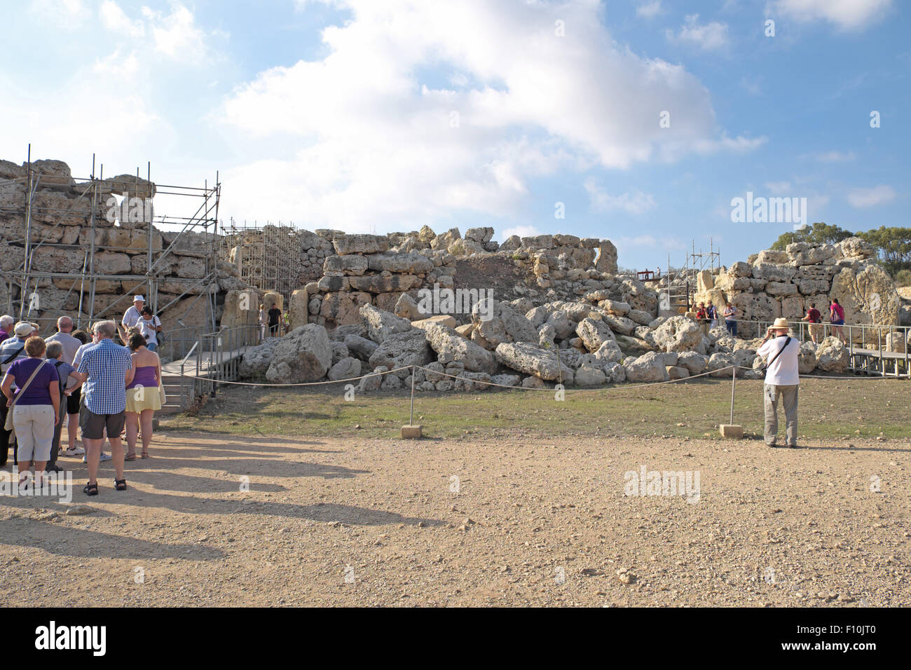 Les murs de pierre massifs, temple ggantija, près de Xaghra, GOZO, Malte. Banque D'Images