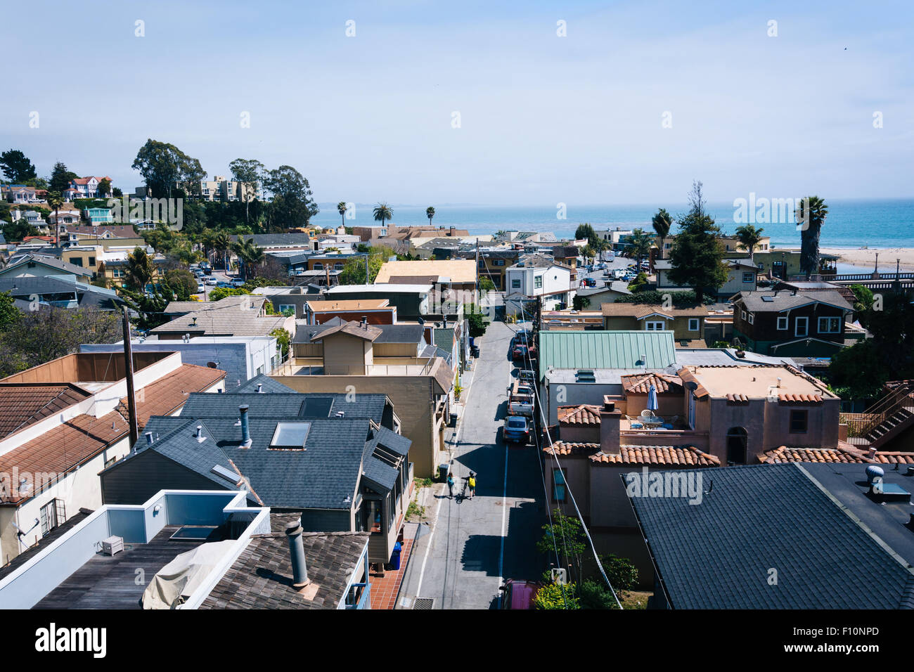 Vue au-dessus des maisons dans Capitola, en Californie. Banque D'Images