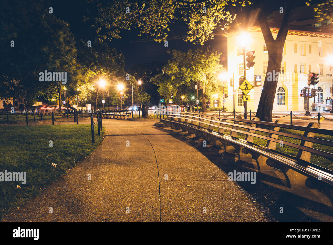 Parc la nuit de Dupont Circle, à Washington, DC. Banque D'Images