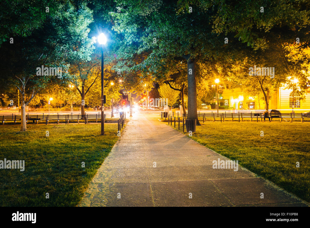 Parc la nuit de Dupont Circle, à Washington, DC. Banque D'Images Parc la nuit de Dupont Circle, à Washington, DC. Banque D'Images