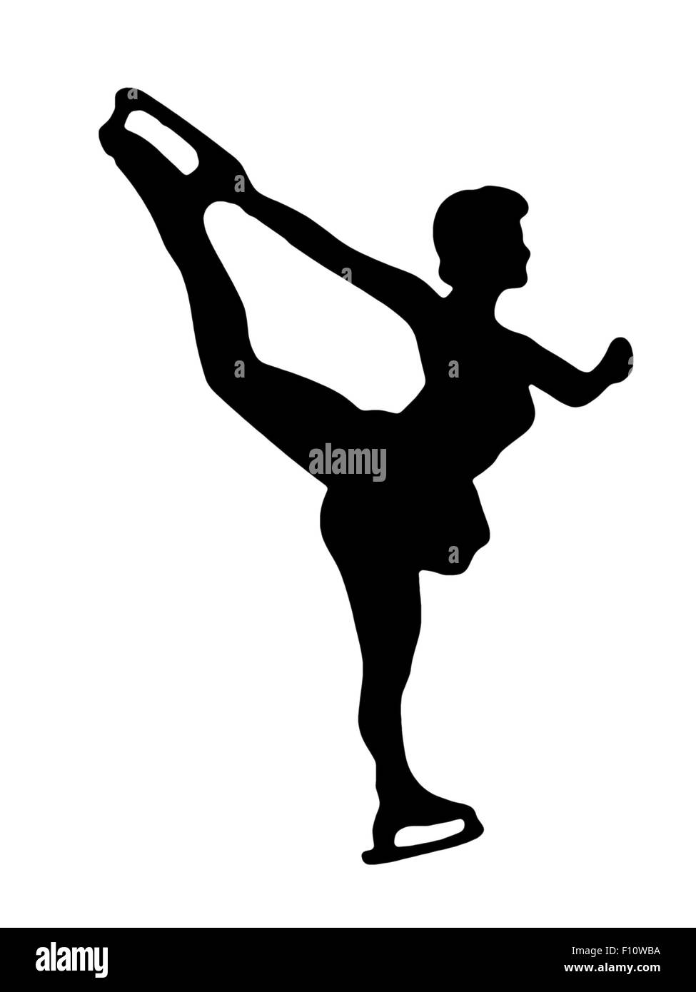 Silhouette de jeune fille figure skating Banque D'Images