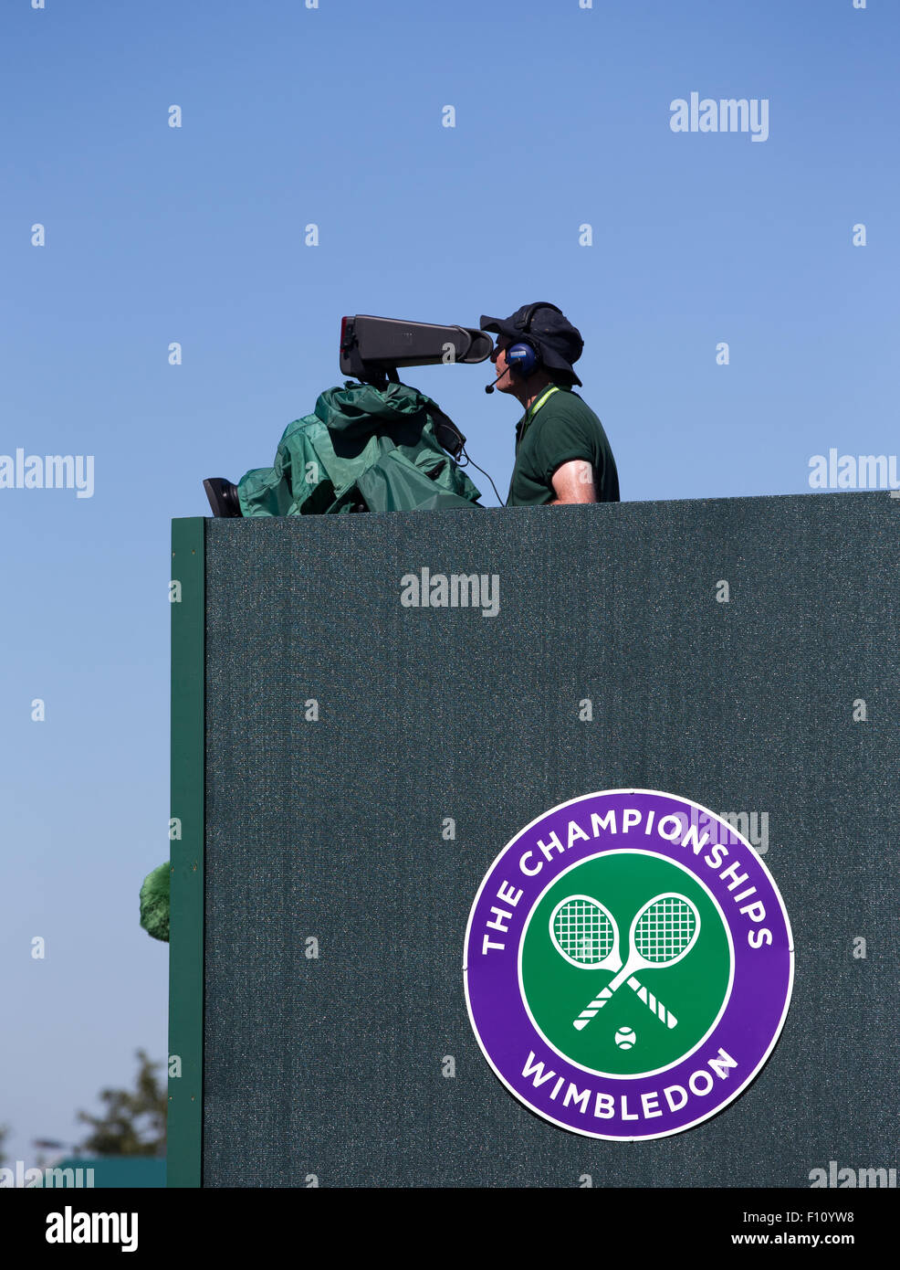 L'homme à la caméra TV championnat de Wimbledon Banque D'Images