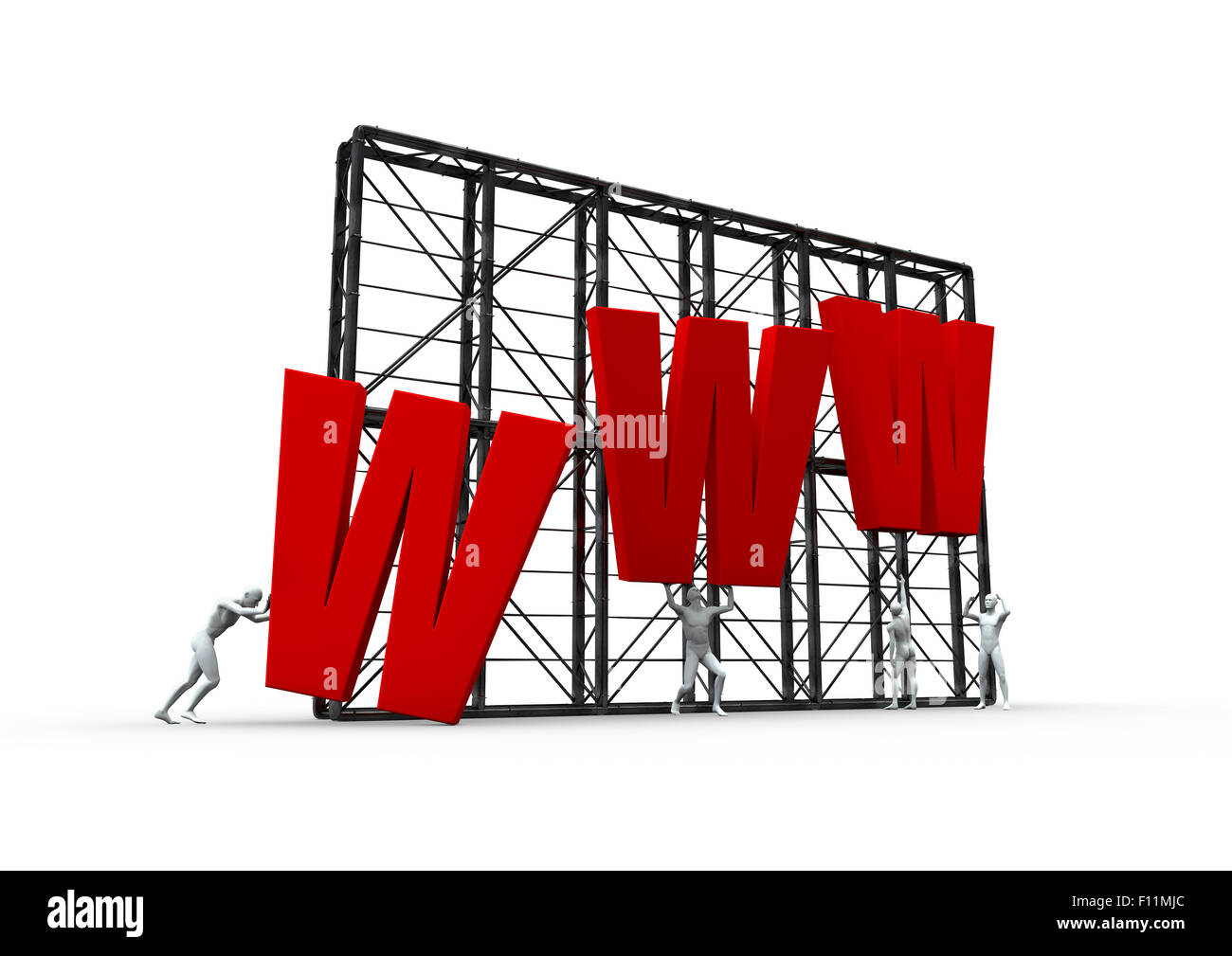 La construction du site web, 3D render of men mise en place sign Banque D'Images