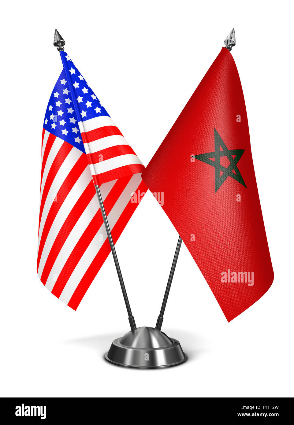 USA et Maroc - drapeaux miniatures. Banque D'Images