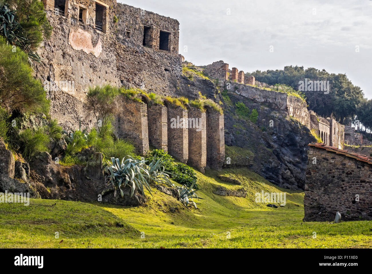 Une partie de la ville ruines Pompéi Campanie Italie Banque D'Images