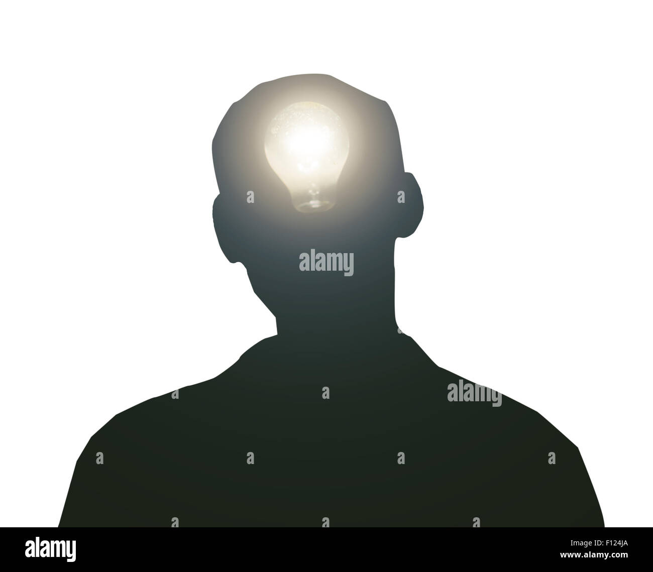 Homme et ampoule Banque D'Images