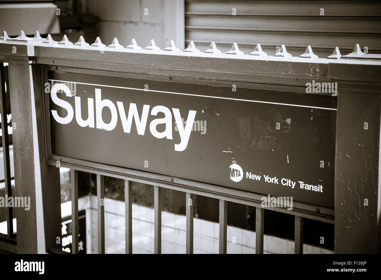 Entrée du métro de New York City Banque D'Images