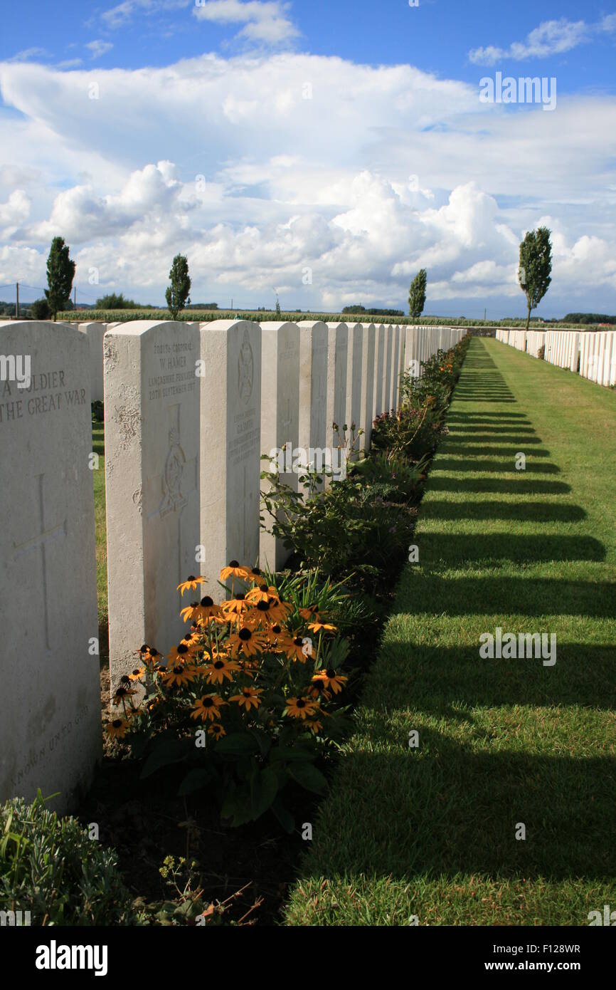 Guerre de Tyne Cot Cemetery and Memorial pour la première guerre mondiale 1 Banque D'Images